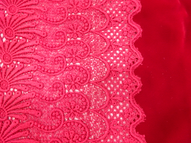  ビロードレース花模様ショール